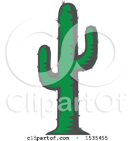 Clipart of a Saguaro Cactus, in Retro Style - Royalty Free Vector Illustration by Vector Tradition SM
