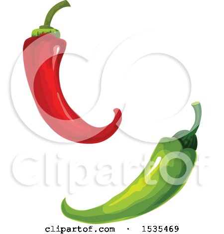 Clipart of Red and Green Peppers - Royalty Free Vector Illustration by Vector Tradition SM