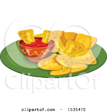 Clipart of Salsa and Tortilla Chips - Royalty Free Vector Illustration by Vector Tradition SM