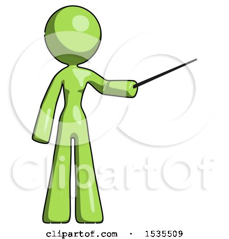Green Design Mascot Woman Teacher or Conductor with Stick or Baton Directing by Leo Blanchette