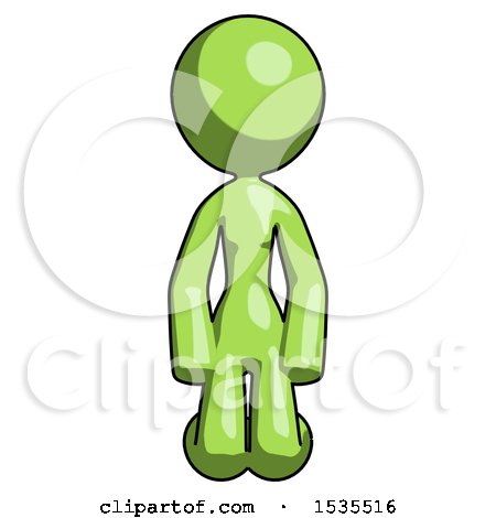 Green Design Mascot Woman Kneeling Front Pose by Leo Blanchette
