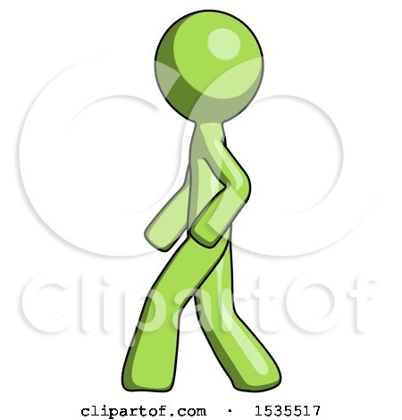 Green Design Mascot Man Walking Left Side View by Leo Blanchette