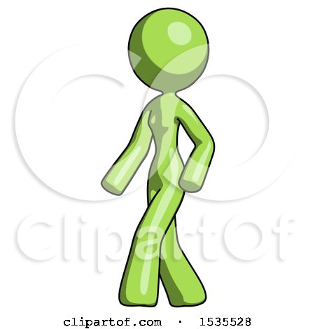 Green Design Mascot Woman Man Walking Turned Left Front View by Leo Blanchette
