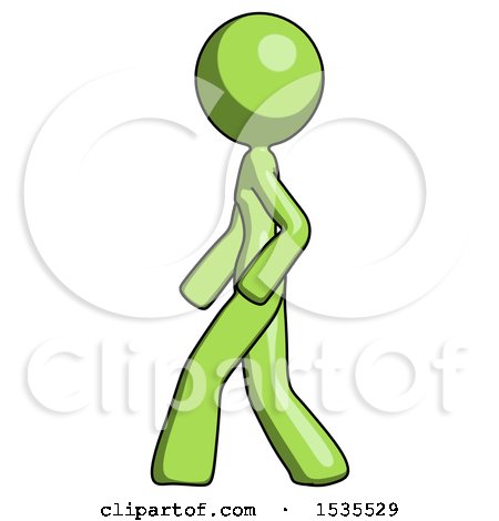 Green Design Mascot Woman Walking Left Side View by Leo Blanchette