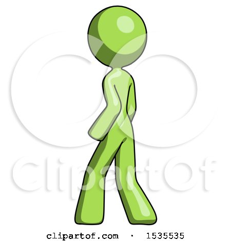 Green Design Mascot Woman Walking Away Direction Left View by Leo Blanchette