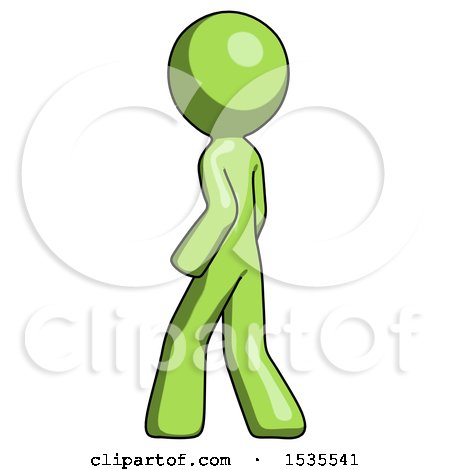 Green Design Mascot Man Walking Away Direction Left View by Leo Blanchette
