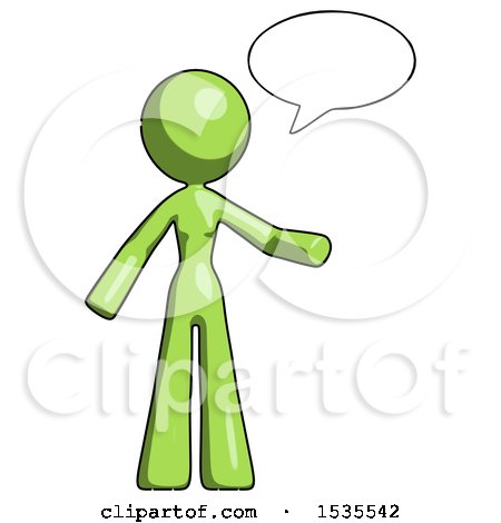 Green Design Mascot Woman with Word Bubble Talking Chat Icon by Leo Blanchette