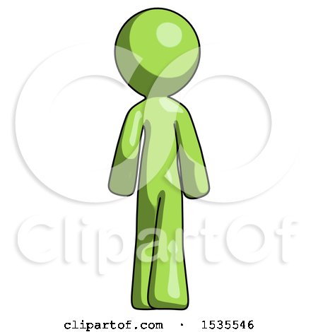 Green Design Mascot Man Walking Away, Back View by Leo Blanchette