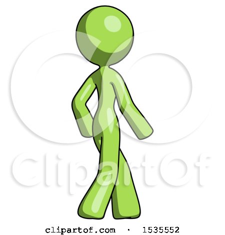 Green Design Mascot Woman Walking Away Direction Right View by Leo Blanchette