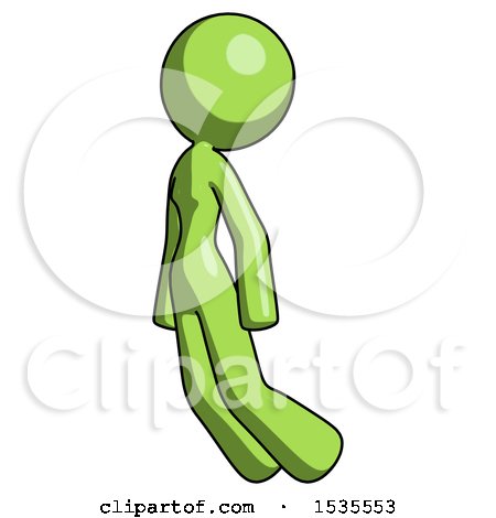 Green Design Mascot Woman Floating Through Air Left by Leo Blanchette