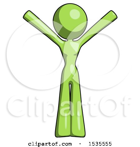 Green Design Mascot Woman with Arms out Joyfully by Leo Blanchette