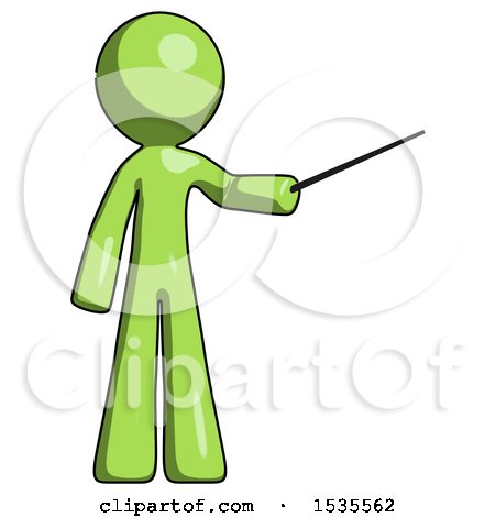 Green Design Mascot Man Teacher or Conductor with Stick or Baton Directing by Leo Blanchette