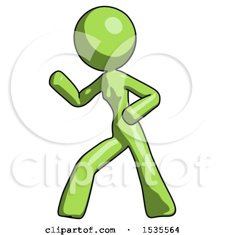 Green Design Mascot Woman Martial Arts Defense Pose Left by Leo Blanchette