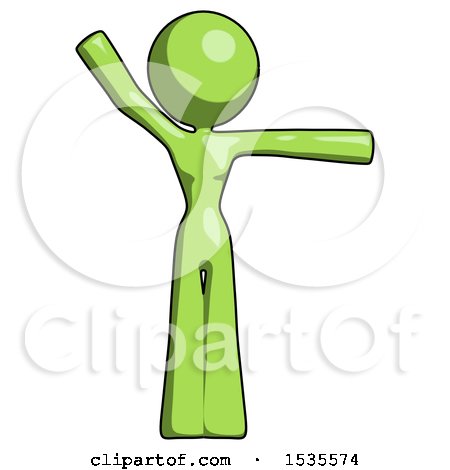 Green Design Mascot Woman Directing Traffic Right by Leo Blanchette