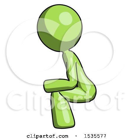 Green Design Mascot Woman Squatting Facing Left by Leo Blanchette