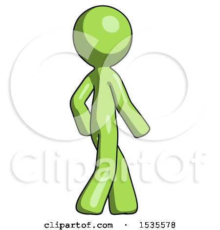 Green Design Mascot Man Walking Away Direction Right View by Leo Blanchette
