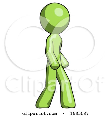 Green Design Mascot Man Walking Turned Right Front View by Leo Blanchette