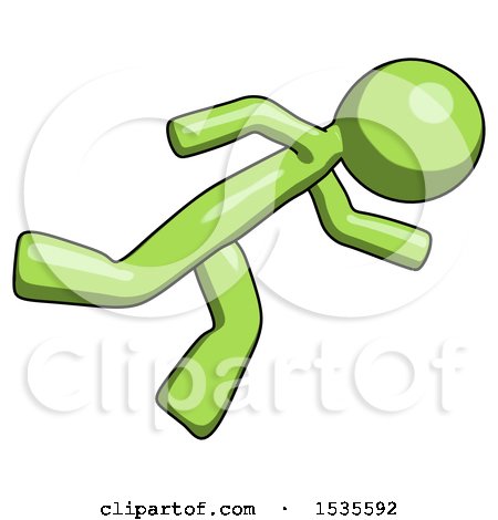 Green Design Mascot Man Running While Falling down by Leo Blanchette