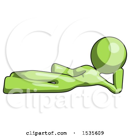 Green Design Mascot Woman Reclined on Side by Leo Blanchette