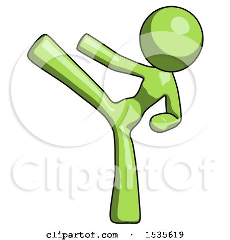 Green Design Mascot Woman Ninja Kick Left by Leo Blanchette