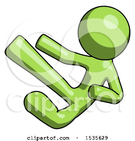 Green Design Mascot Man Flying Ninja Kick Left by Leo Blanchette