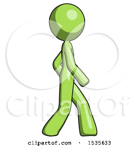 Green Design Mascot Woman Walking Right Side View by Leo Blanchette