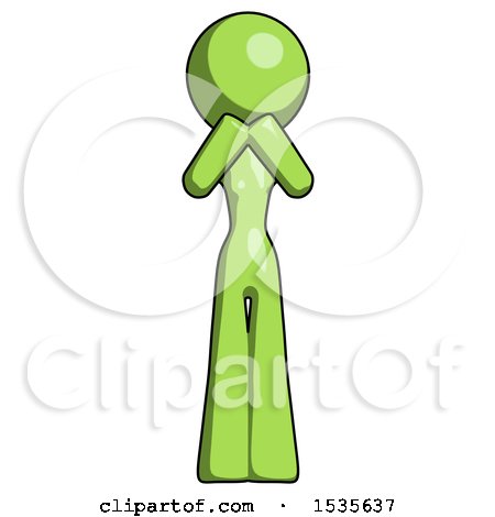 Green Design Mascot Woman Laugh, Giggle, or Gasp Pose by Leo Blanchette