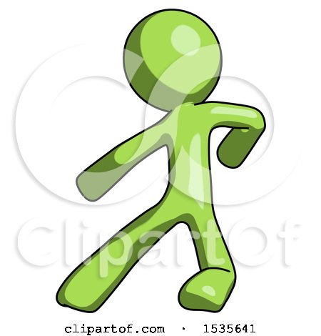 Green Design Mascot Man Karate Defense Pose Left by Leo Blanchette
