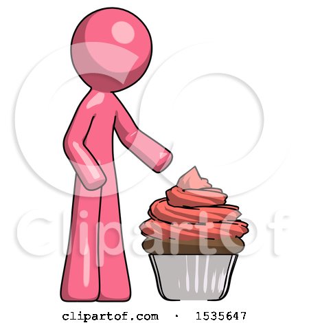 Pink Design Mascot Man with Giant Cupcake Dessert by Leo Blanchette