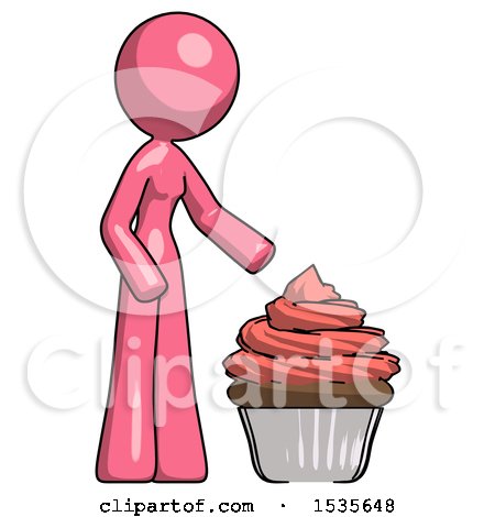 Pink Design Mascot Woman with Giant Cupcake Dessert by Leo Blanchette
