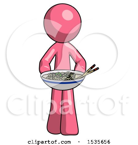 Pink Design Mascot Man Serving or Presenting Noodles by Leo Blanchette