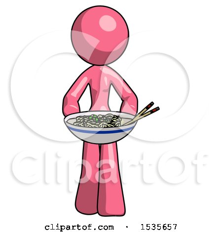 Pink Design Mascot Woman Serving or Presenting Noodles by Leo Blanchette