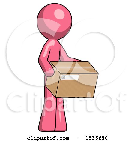 Pink Design Mascot Man Holding Package to Send or Recieve in Mail by Leo Blanchette