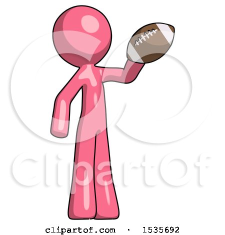 Pink Design Mascot Man Holding Football up by Leo Blanchette