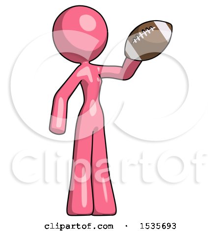 Pink Design Mascot Woman Holding Football up by Leo Blanchette