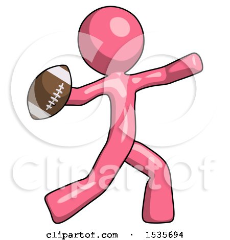 Pink Design Mascot Man Throwing Football by Leo Blanchette