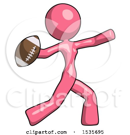 Pink Design Mascot Woman Throwing Football by Leo Blanchette