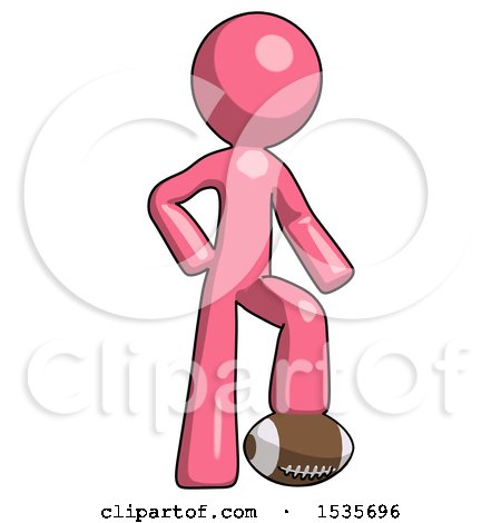 Pink Design Mascot Man Standing with Foot on Football by Leo Blanchette