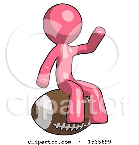Pink Design Mascot Man Sitting on Giant Football by Leo Blanchette