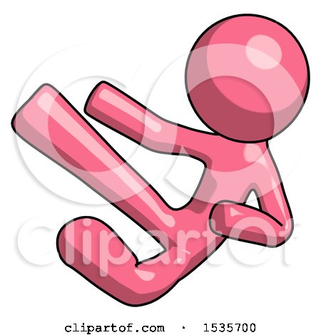 Pink Design Mascot Man Flying Ninja Kick Left by Leo Blanchette