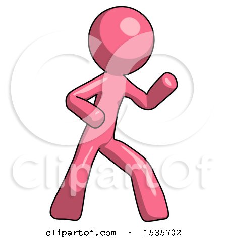 Pink Design Mascot Man Martial Arts Defense Pose Right by Leo Blanchette