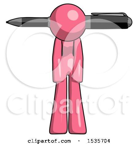 Pink Design Mascot Woman Pen Stuck Through Head by Leo Blanchette