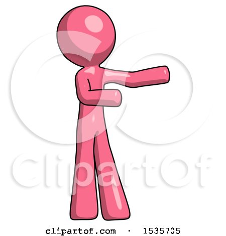 Pink Design Mascot Man Presenting Something to His Left by Leo Blanchette