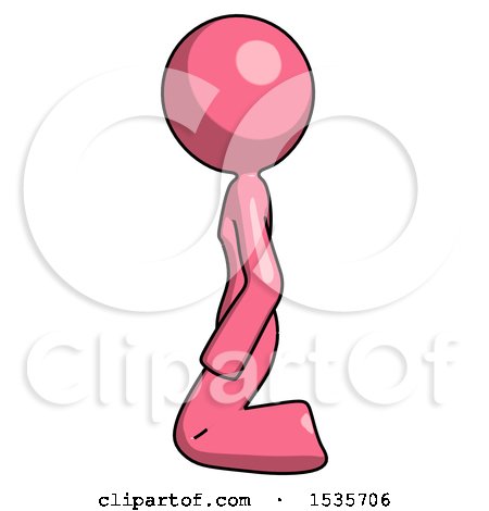 Pink Design Mascot Woman Kneeling Left by Leo Blanchette