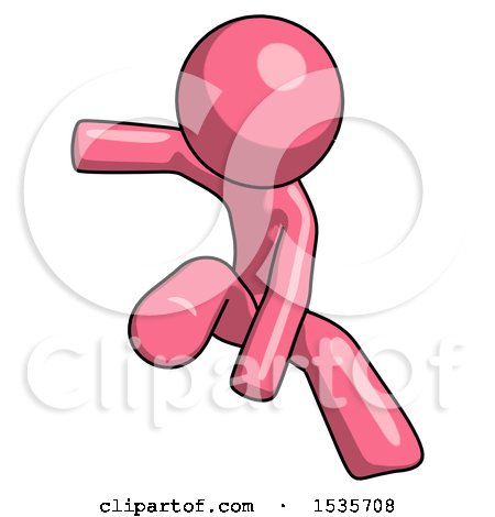 Pink Design Mascot Man Action Hero Jump Pose by Leo Blanchette