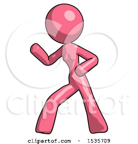 Pink Design Mascot Woman Martial Arts Defense Pose Left by Leo Blanchette
