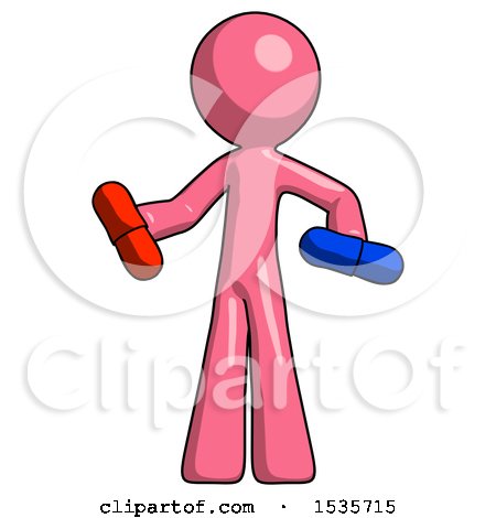 Pink Design Mascot Man Red Pill or Blue Pill Concept by Leo Blanchette
