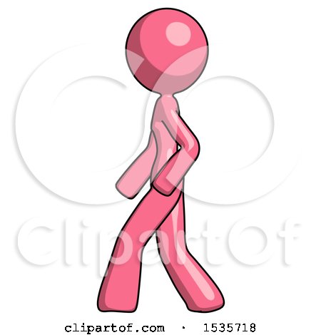 Pink Design Mascot Woman Walking Left Side View by Leo Blanchette