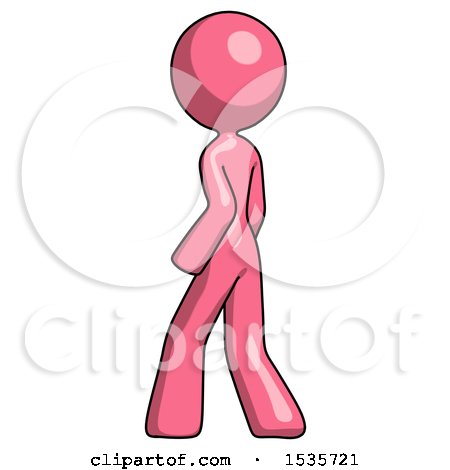 Pink Design Mascot Woman Walking Away Direction Left View by Leo Blanchette
