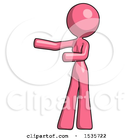 Pink Design Mascot Woman Presenting Something to Her Right by Leo Blanchette